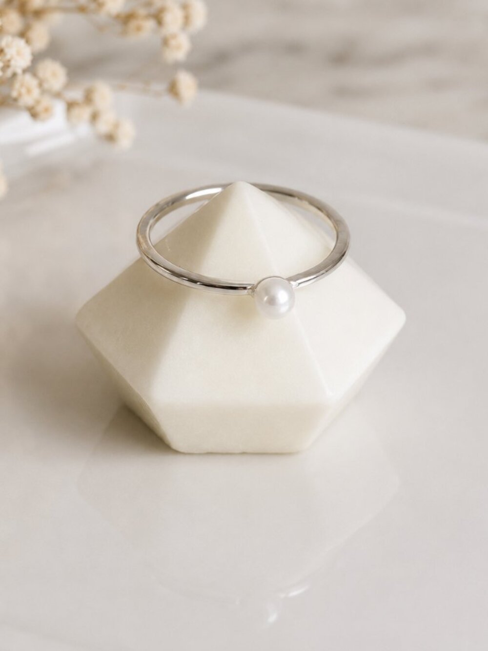 Minimal Pearl Ring | Silver